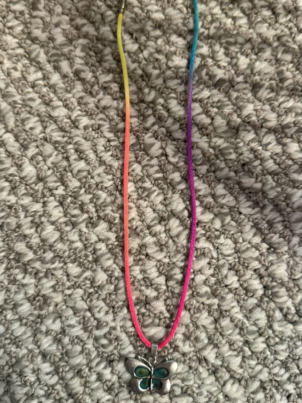 Kids Rainbow Cord Necklace with Mood changing Butterfly Charm